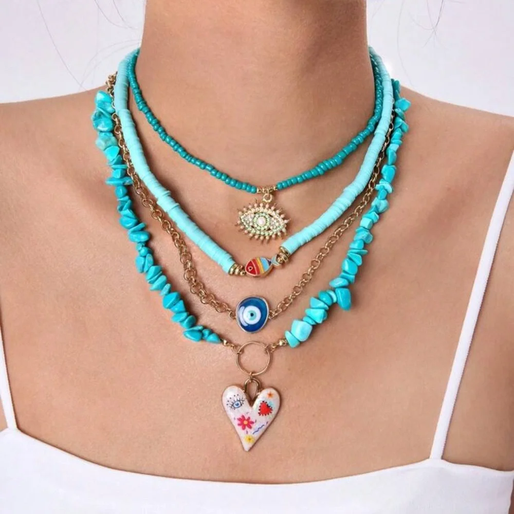 Blue Minimalist Necklace A1202 - Picture 1 of 4